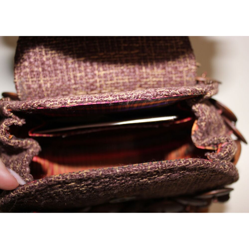 Mary Frances Beaded Wood Fringe Wristlet Bag With COA - Picture 4 of 8